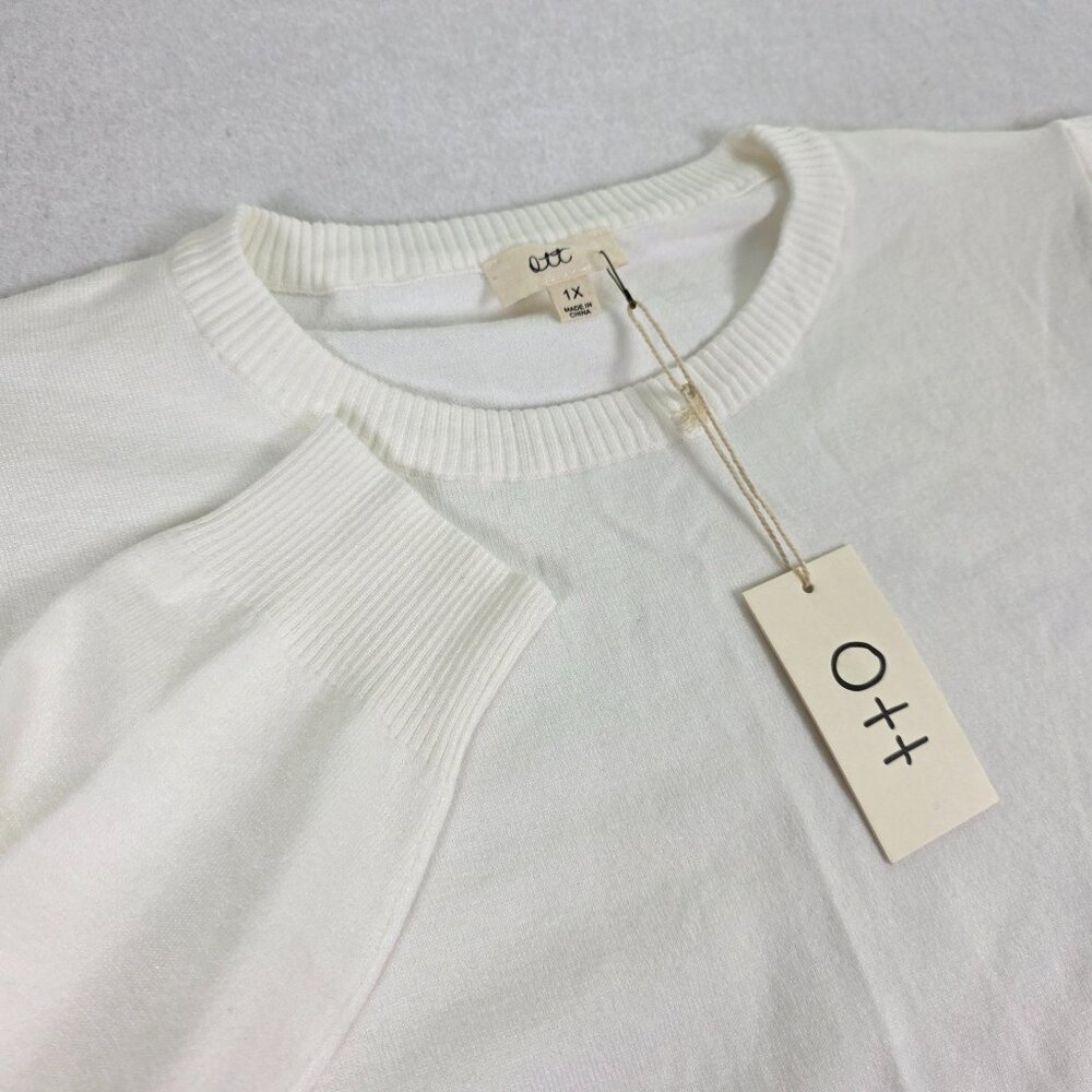 OTT Cream Puff‎ Sleeve Knit Top 1X NWT Sweater